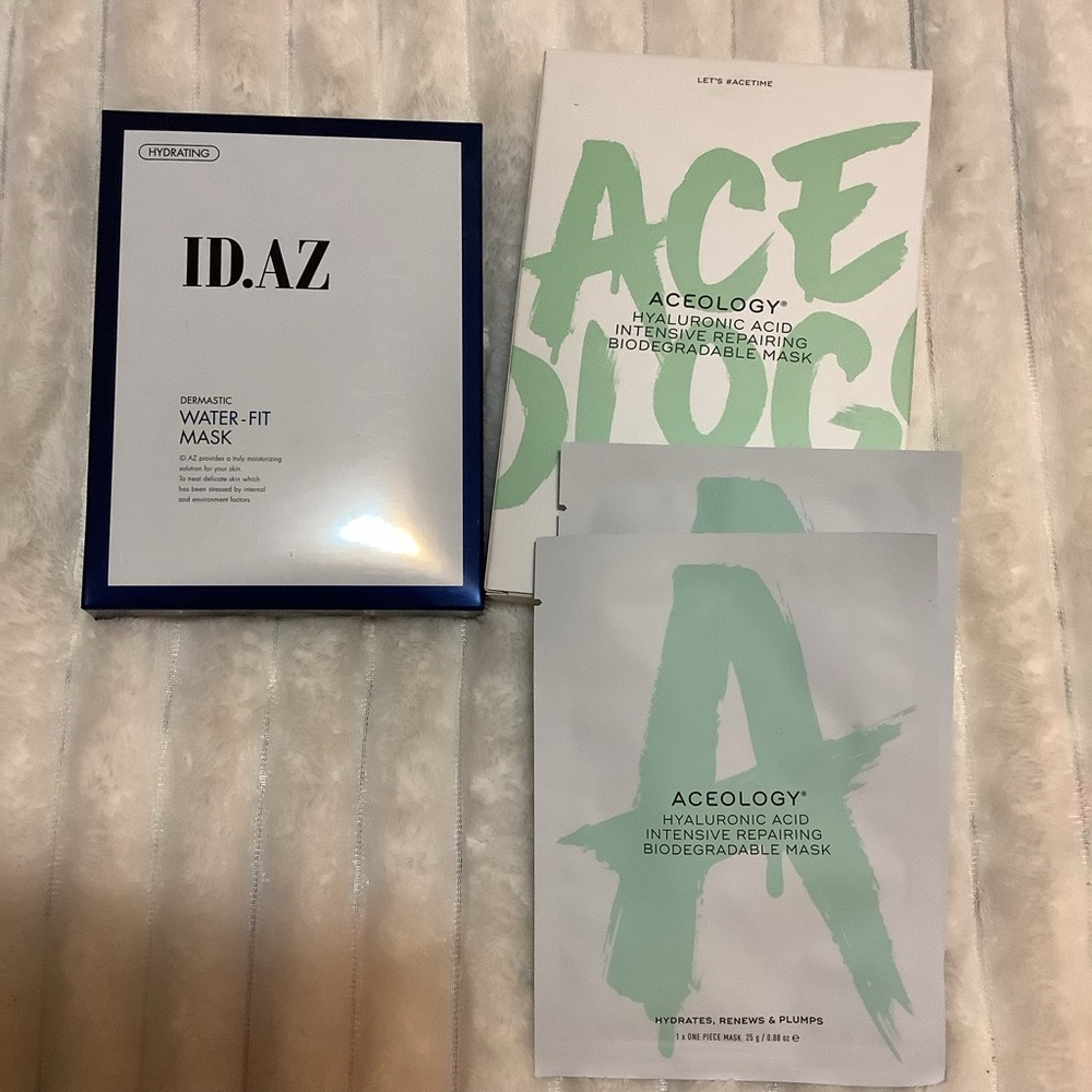 Set of 7 face masks! ACEOLOGY and  ID.AZ waterfit face masks